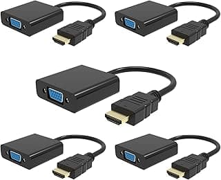 محول HDMI إلى منفذ في جي ايه 1080 بكسل متوافق مع الكمبيوتر واللاب توب والكمبيوتر الشخصي والشاشة وتلفزيون HD، كابل تحويل رقمي إلى أنالوج لاكس بوكس 360 و بلاي ستيشن 3 وتي في بوكس إلى جهاز العرض، 5 قطع