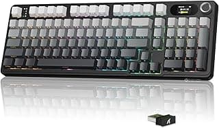كيبورد جيمنج ميكانيكي لاسلكي ATTACK SHARK X98 PRO بشاشة ذكية، أزرار وسائط، توصيل 2.4GHz/USB-C/بلوتوث 5.0، سويتش Linear Hot Swap، مفاتيح PBT مطبوعة جانبياً، للكمبيوتر وماك (Moonlight)