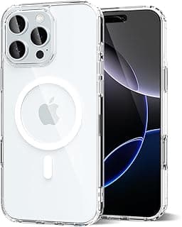جراب لهاتف ابل iPhone 16 Pro Max شفاف مغناطيسي متوافق مع Magsafe، نحيف وشفاف لا يصفر، إطار سيليكون مرن هجين وغطاء حماية بلاستيك صلب للنساء، شفاف