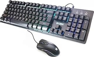 طقم كيبورد وماوس بسلك جي-ماكس KB-638 للالعاب، أسود