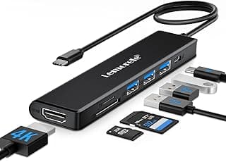 موزع USB C بتصميم 7 في 1 مع HDMI 4K@30Hz، وشحن بي دي 100 وات و1 منفذ بيانات USB3.0 5Gbps، 2 USB 2.0، SD/TF، USB C دونجل متعدد المنافذ لماك بوك/كروم بوك/ديل/اتش بي/لينوفو من ليمورل