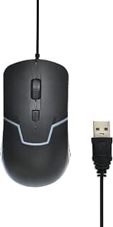 ماوس جيمنج M100 بإضاءة ملونة مع أزرار تتحمل حتى 5 مليون نقرة ومنفذ USB، مظهر أنيق وفعال للكمبيوتر - أسود