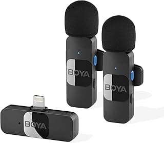 ميكروفون بويا BY-V2 لاسلكي بدبوس 2.4 GHz بالتقاط متعدد الاتجاهات 360° وقابل لإعادة الشحن وخفيف الوزن، 9.5 جم وزوج تلقائي مضغوط واستقبال ثابت حتى 50 م وتشغيل مستمر 9 سا