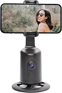 Kulee Auto Face Tracking Tripod, 360° Rotation Tracking Phone Holder, No App Required, Rechargeable Battery, Smart Selfie Stick, AI Smart Phone Holder for Streaming Video Live Vlog Chat (Black)