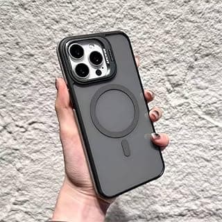جراب مغناطيسي Eco لهاتف iPhone 16 مع حامل للعدسة، متوافق مع الشحن اللاسلكي، جراب حماية نحيف ضد الصدمات وبصمات الأصابع من مادة TPU (رمادي تيتانيوم)