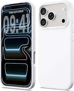 جراب سيليكون لهاتف لايفون 17 برو ماكس مقاس 6.9 بوصة، جراب هاتف محمول رفيع لهاتف iPhone 17 Pro Max مصنوع من السيليكون السائل، جراب واقٍ مقاوم للخدش والصدمات لهاتف iPhone 17 ProMax (2025 (أبيض)