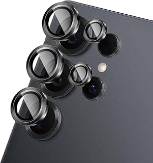 Camera Lens Protector for Samsung Galaxy S25 Ultra, Tempered Metal Glass Camera Screen Protector Cover Film Accessories, HD Clear, Scratch Proof, Case Friendly,Black Titanium