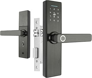 Wifi Electronic Door Lock, With Tuya APP Remotely/Biometric Fingerprint/Smart Card/Password/Key Unlock, Black,22/235（55 * 72）