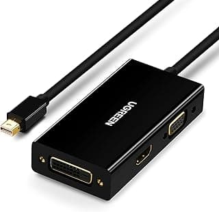 Mini DisplayPort To HDMI/DVI/VGA Adapter, 3 in 1, 4K Mini DP Converter Thunderbolt Compatible With Mac 2015 MacBook Pro Air, iMac, Surface Pro3 Pro4, Google Chromebook, PC, Projector - Black