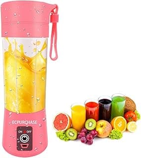 Portable USB Rechargeable Blender, Single Serve Travel Blender Juicer Cup 380ml (FDA, BPA free) (Pink)