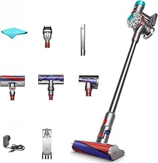 V8 Absolute Cordless Vacuum Nickel, Bagless, HEPA Filter, Rotating Brushes, with 5AVE Microfiber Cloth