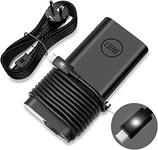 شاحن لاب توب USB C 130W لديل XPS 15/17/2-في-1 9575/9500/9700/بريسيجن 3550/3551/5530 2-في-1/5550/5750/3560/لاتيتيود 5420/5510 5520/7210/7411/9510 نوع سي محول التيار المتردد بسلك باور سبلاي من انتويلون