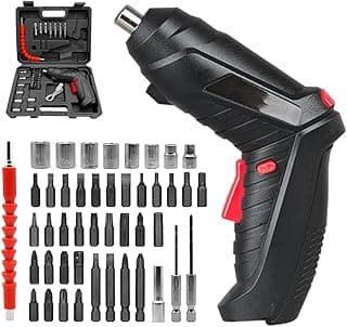Free wolf Electric Screwdriver 3.6V, Rechargeable Electric Screwdriver Set of 47 Pieces, Rotatable Handle (90°-180°), for Home Improvement and Your DIY Projects (Black)