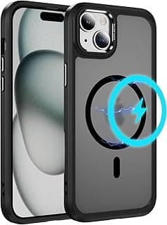 for iPhone 15 Case, Compatible with Magsafe Translucent Matte Back Silicone Bumper Cover Military Grade Protection Shockproof Magnetic Phone Case for iPhone 15 6.1" - Black