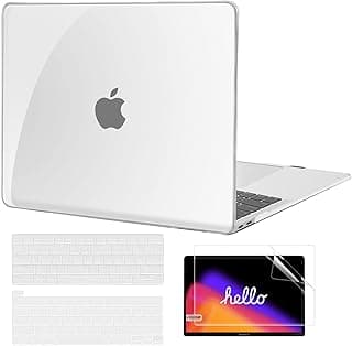 جراب متوافق مع MacBook Air 13 بوصة، جراب MacBook Air A2337 M1 A2179 A1932 Touch ID، غطاء بلاستيك صلب مطفي ناعم للابتوب + 2 كفر كيبورد + اسكرينة، أبيض