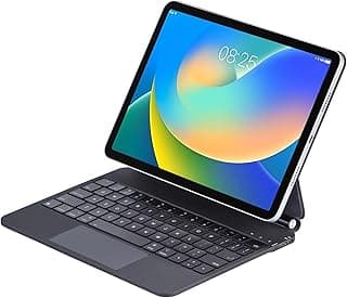 كيبورد ماجيك لجهاز ايباد Air 13 (M3 2025 / M2 2024) وايباد Pro مقاس 12.9 بوصة (الجيل 6، 5، 4، 3)، كيبورد بلوتوث مغناطيسي مع تراك باد، شحن USB، إضاءة خلفية (أسود)