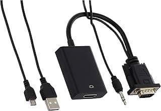 في جي ايه الى كيبل تحويل HDMI مع ادخال صوتي يو اس بي، أسود، عدد المنافذ: 1
