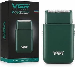 ماكينة حلاقة كهربائية احترافية V 390 قابلة لاعادة الشحن-في جي ار رفيعة للغاية للعناية بالوجه وتشذيب اللحية شفرات ترددية مع سفر بوصلة USB للرجال اخضر