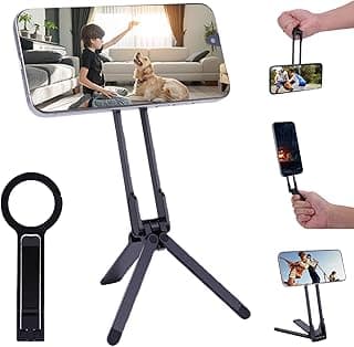 Magnetic Mobile Phone Tripod Aluminium, Portable Mini Smartphone Tripods in Pocket Size, Carabiner Shaped Maglock Quick Holder, Foldable Stand Tripod for iPhone 16/15/14/13/12, Magsafe, Black