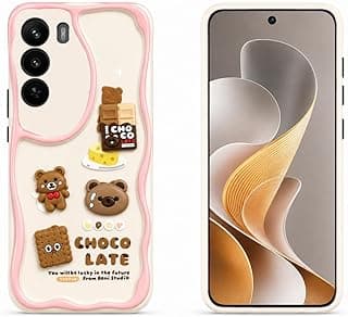 Compatible with OPPO Realme C71 (3D) Cartoon Case - Cute and Lightweight Raised Elements Soft Silicone Wavy Shape Comfortable Hand Cover (Chocolate & Cookies)
