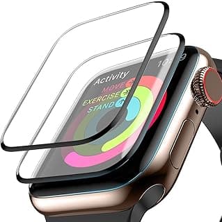 عدد 2 واقي شاشة زجاجي ثلاثي الأبعاد لساعة ابل 44mm، تغطية كاملة للشاشة، شفافية 99%، واقي شاشة iWatch مضاد للفقاعات
