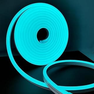 شريط إضاءة نيون LED فيروزي، 5 متر 12 فولت DC، 600 LED SMD2835، حبل إضاءة مرن ومقاوم للماء للديكور المنزلي مع محول طاقة 12 فولت