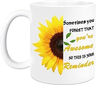 مج للقهوة سيراميك سعة 330 مل بطباعة عبارة (Sometimes You Forget That You're Awesome So This is Your Reminder) للنساء والرجال، كوب مرح قابل لإعادة الاستخدام ورائع كهدية للزملاء والأصدقاء من اي هارت