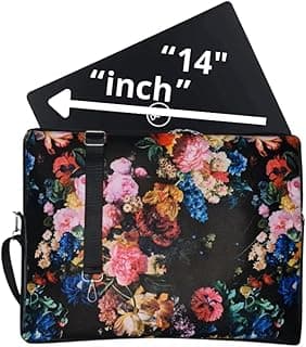 Leather laptop Case Sera 13-14" Laptop Sleeve for 14" MacBook Pro M2 M1, 14" Surface Studio, 14.4" Surface Book 3, 13.5" ThinkPad X1 Carbon, P14s T14, E14, HP (flowers)
