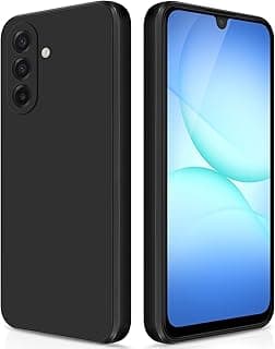 جراب سيليكون متوافق مع سامسونج Galaxy A17، جراب موبايل ناعم الملمس، حماية للكاميرا، غطاء مضاد للصدمات ببطانة مايكروفايبر (أسود)