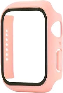 Protective case For Apple Watch 45mm with built-in glass screen protector, 360-degree shock and scratch resistant protection, precise design and easy installation one-piece set ((Cashmere))