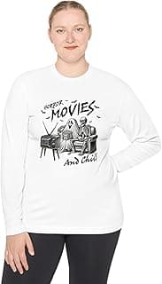 Funny Halloween Skeleton Ghost Movie Long Sleeve Unisex T-Shirt تيشرت ابيض مطبوع بكم للرجال والنساء
