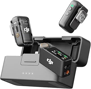 ميكروفون Mic 2 (2 مرسل + 1 مستقبل + علبة شحن)، ميكروفون لاسلكي متكامل، إلغاء ضوضاء ذكي، تسجيل داخلي 32-bit، مدى 250 متر، للايفون والاندرويد والكاميرا