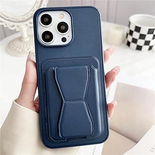 Case Compatible with iPhone 15 Pro Max Finger Grip Card Holder PU Leather iPhone 15 Pro Max Cover Anti-Scratch Protective Case for iPhone 15 Pro Max 6.7” (Navy Blue, IP 15 Pro Max)