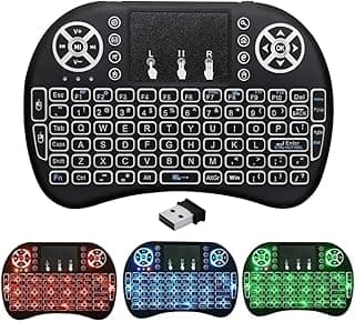 Generic 2.4G Mini Wireless Keyboard with Touchpad Mouse, Upgraded Multi BRG Backlight Memory, Portable Wireless Keyboard with USB Receiver Remote Control for Android Smart TV Box Pad Windows Mac