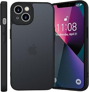Case for iPhone 13 with Camera Protection, Shockproof Top Military Standard Anti-Scratch Protective Case, Translucent Back Mobile Phone Case, Anti-Fingerprint Matte Case (Black)
