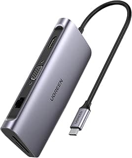 محول 40873 USB نوع C 9 في 1 متعدد الوظائف من يوجرين - اتش دي ام اي/في جي ايه/جيجابايت/نوع سي/USB 3.0 X 3/اس دي/تي اف