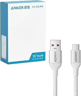 A8050 USB-A to USB-C Fast Charging Cable 1.8m Braided Nylon Durable Data Sync Cord Compatible With Huawei Smartphones Tablets Ultra Strength Wire Charging Station Replacement White