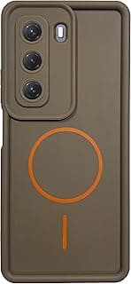 (For H50) Xpress Back Cover Solid Soft Silicon With Print Magnetic Logo TPU Camera Protection Case For Infinix Hot 50 Anti-Shock Cover (Brown)