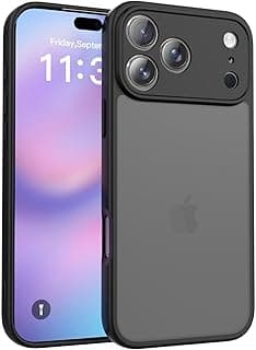 Matte Case For Iphone 17 Pro Max, Non-Yellowing, Military Grade Protection, Shockproof Protective Cover with Camera Protection for iphone 17 pro max (Black Frame) (Iphone 17 Pro Max)