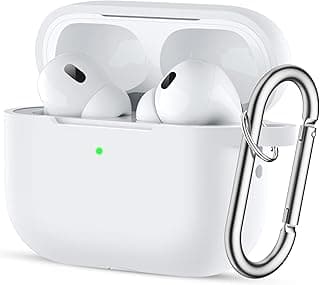 Easuny for AirPods Pro 2 Case Cover 2022 - Full Body Protective Silicone Case Compatible with New Apple AirPods Pro 2nd Generation Case, Shockproof Cover with Carabiner [Front LED Visible], White