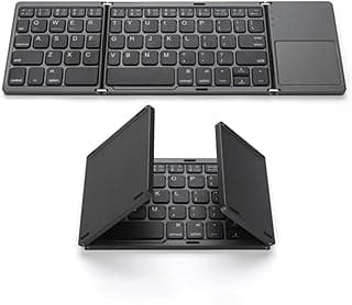 Foldable Bluetooth Keyboard with Touchpad,Small Portable Wireless Keyboard Rechargeable Slim Folding Keyboard Trackpad Mini Pocket Size Keypad for iPad iPhone Tablet Laptop PC Android Windows iOS