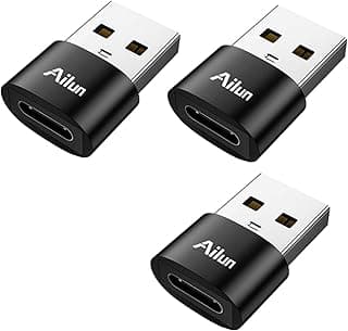 For Ailun USB C Female to USB A Male Adapter 3 Pack Type C to A Charger Cable Adapter for iPhone 16 15 14 13 11 12 Mini Pro Max Galaxy S25 25 Edge S24 S23 S22 S21 Ultra Plus 21 FE Note 10