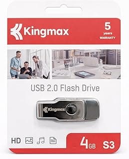 ذاكرة فلاش S3 USB 2.0 من كينج ماكس، ذاكرة تخزين محمولة لنقل البيانات بسريع عالية وتصميم مدمج ومتين، مثالية لحفظ الملفات والموسيقى والصور والفيديوهات، سعة 4 جيجابايت