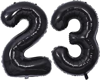 بالون برقم 23/32 قابل للنفخ بالهيليوم لزينة عيد الميلاد والحفلات، متوفرة من 0 إلي 90 من فثوفيوا، مقاس 101 سم، لون أسود