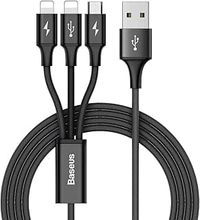 كابل Rapid Series 3 في 1 (Micro + 2 Lightning) بقدرة 3A طول 1.2 متر