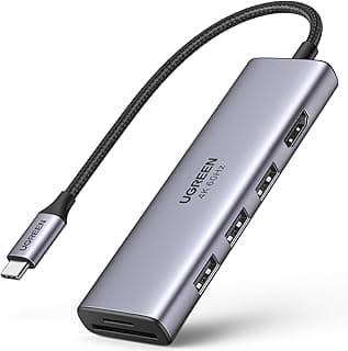 موزع 6 في 1 بمنافذ USB نوع C الى HDMI بدقة 4K وتردد 60 هرتز بـ 3 منافذ USB 3.0 وقارئ كروت SD/TF من يوجرين لاجهزة ماك بوك اير/برو M1 M2/2023/اي باد برو/ايباد اير4/اي باد ميني 6/جالاكسي S23U الخ