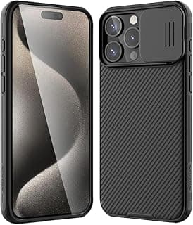 case for iPhone 15 Pro Max Case with Sliding Camera Cover [Upgraded Lens Protection] [Hard PC+TPU Bumper], Slim Shockproof Protective Phone Case 6.7" 2023, Black