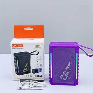 مكبر صوت بلوتوث محمول مع بطارية 4000mAh، صوت جهوري فائق، اضواء RGB، راديو اف ام، USB & TF | LP-V101 (ارجواني)