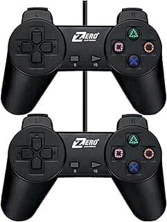Zero Electronics Wired Gaming Controller, Multi-Platform Compatible, ZR3001 Model, Dual Vibration, Black, 300 grams, 2 Pack