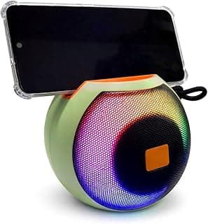 Portable Bluetooth Speaker Ball Shape with Phone Holder and Colorful LED Light (Light Green)